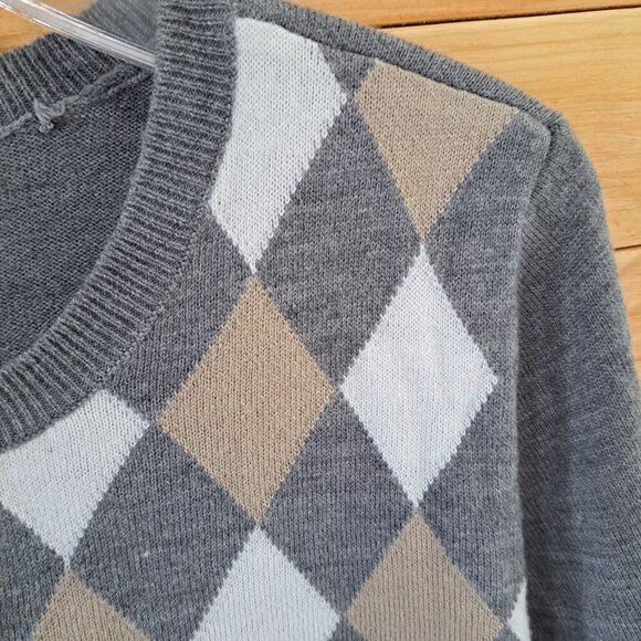 Croft And Barrow Women's Large Argyle Cardigan Sweater Preppy Career Clueless - Picture 3 of 9